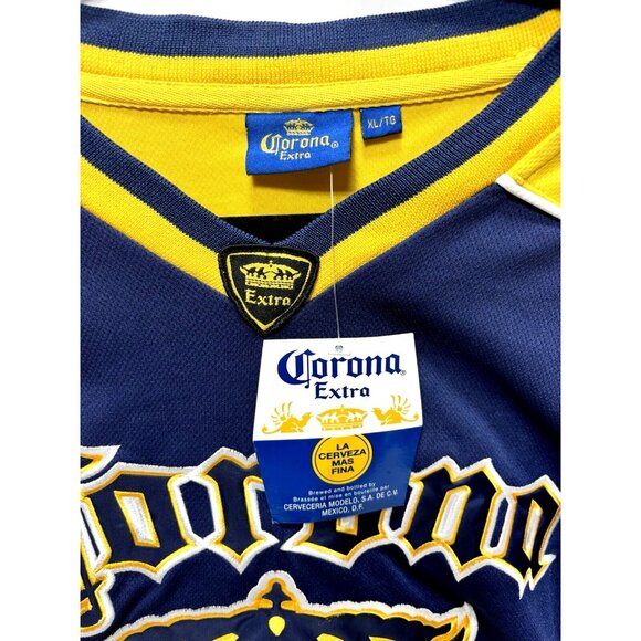 Corona Extra Beer Hockey Jersey Men's XL Long Sleeve Blue White and Yellow, New - Picture 3 of 9